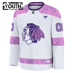 Lasten NHL Chicago Blackhawks Pelipaita Custom Fanatics Hockey Fights Cancer Practice 2024-25 Valkoinen